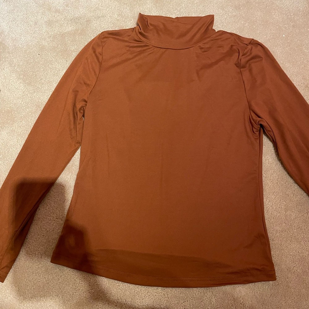 Women's Brown Turtleneck Top
